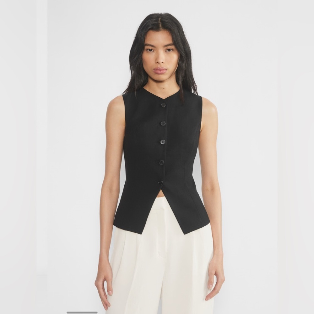 NWT Aritzia Wilfred Regal Wool Vest in Black - Picture 5 of 13